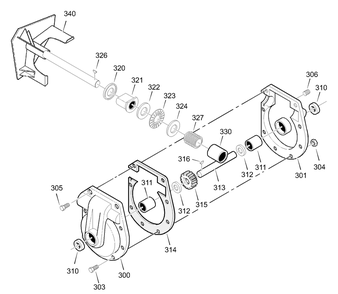 Gear Case Diagram and Parts List for 629909X64B 2003 Briggs and Stratton Snow Blower
